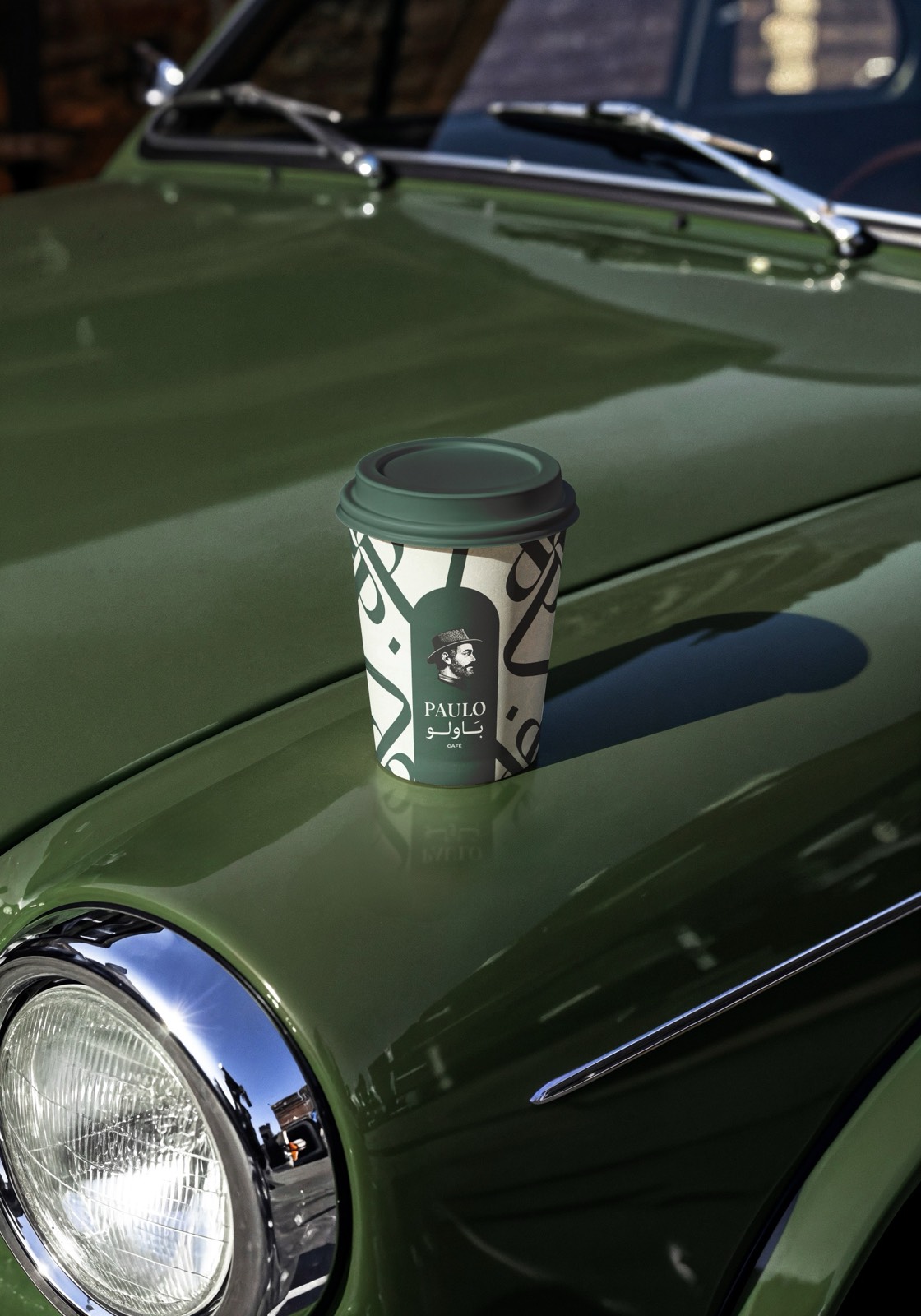 Paulo cup on a vintage car
